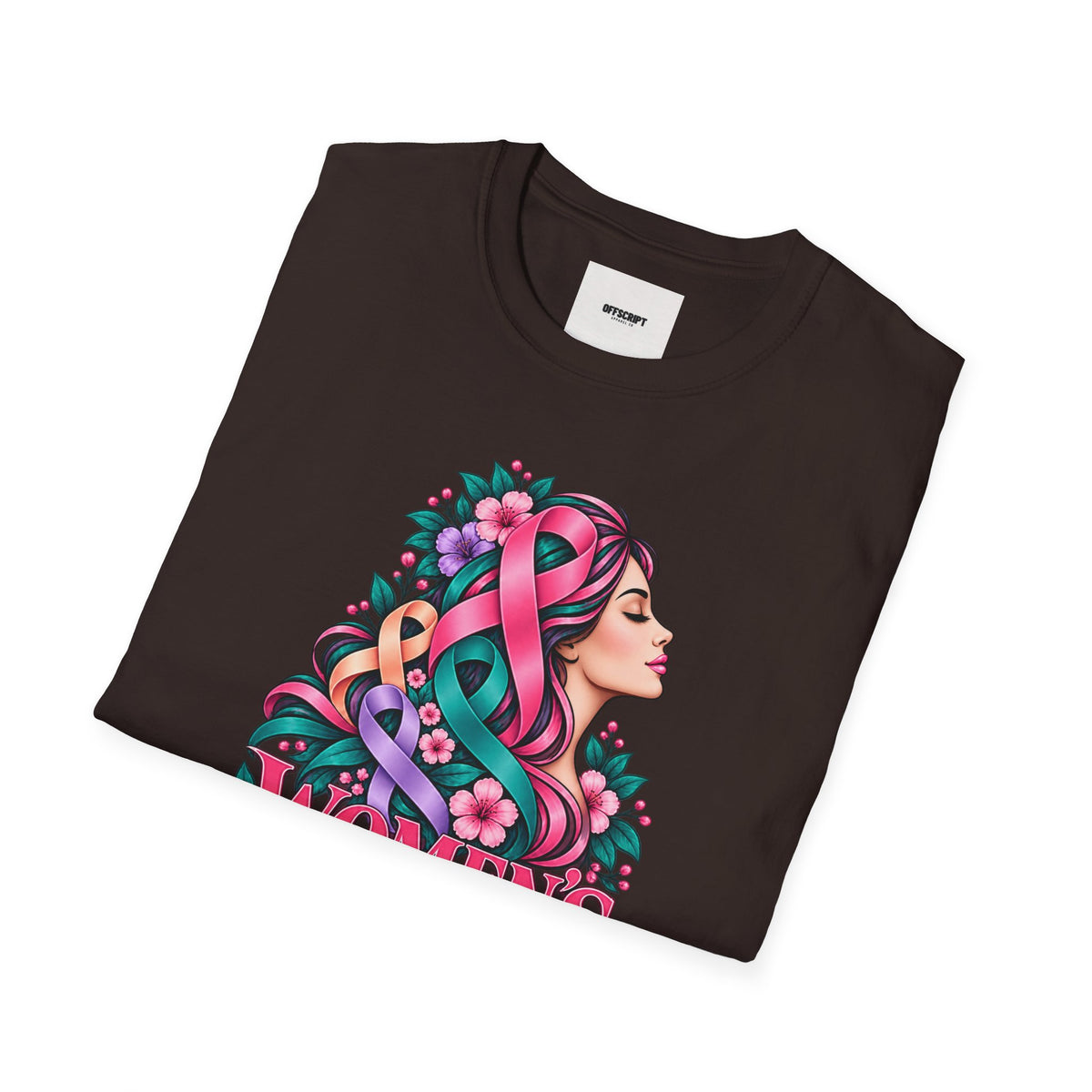Women's Cancer Awareness T-Shirt — Pink Ribbon Floral Support Tee