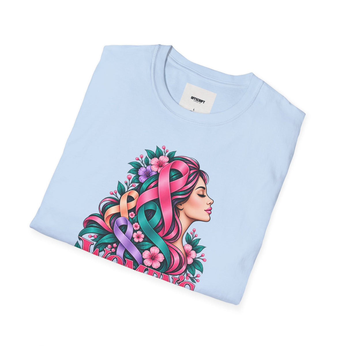 Women's Cancer Awareness T-Shirt — Pink Ribbon Floral Support Tee
