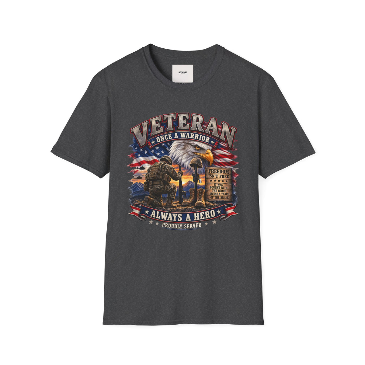 Veteran Once a Warrior T-Shirt — Patriotic Eagle & Flag Military Tribute