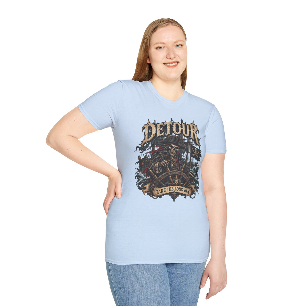 Detour Skull T-Shirt — "Take the Long Way" Vintage Biker Graphic Tee