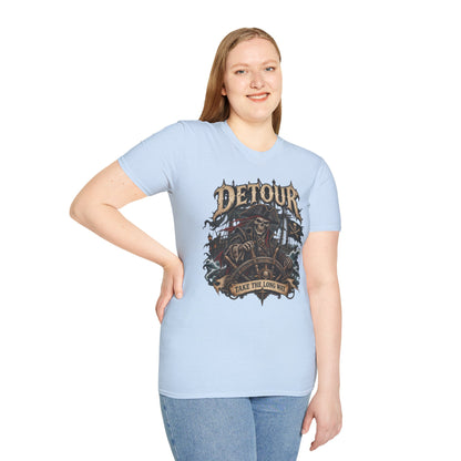 Detour Skull T-Shirt — "Take the Long Way" Vintage Biker Graphic Tee