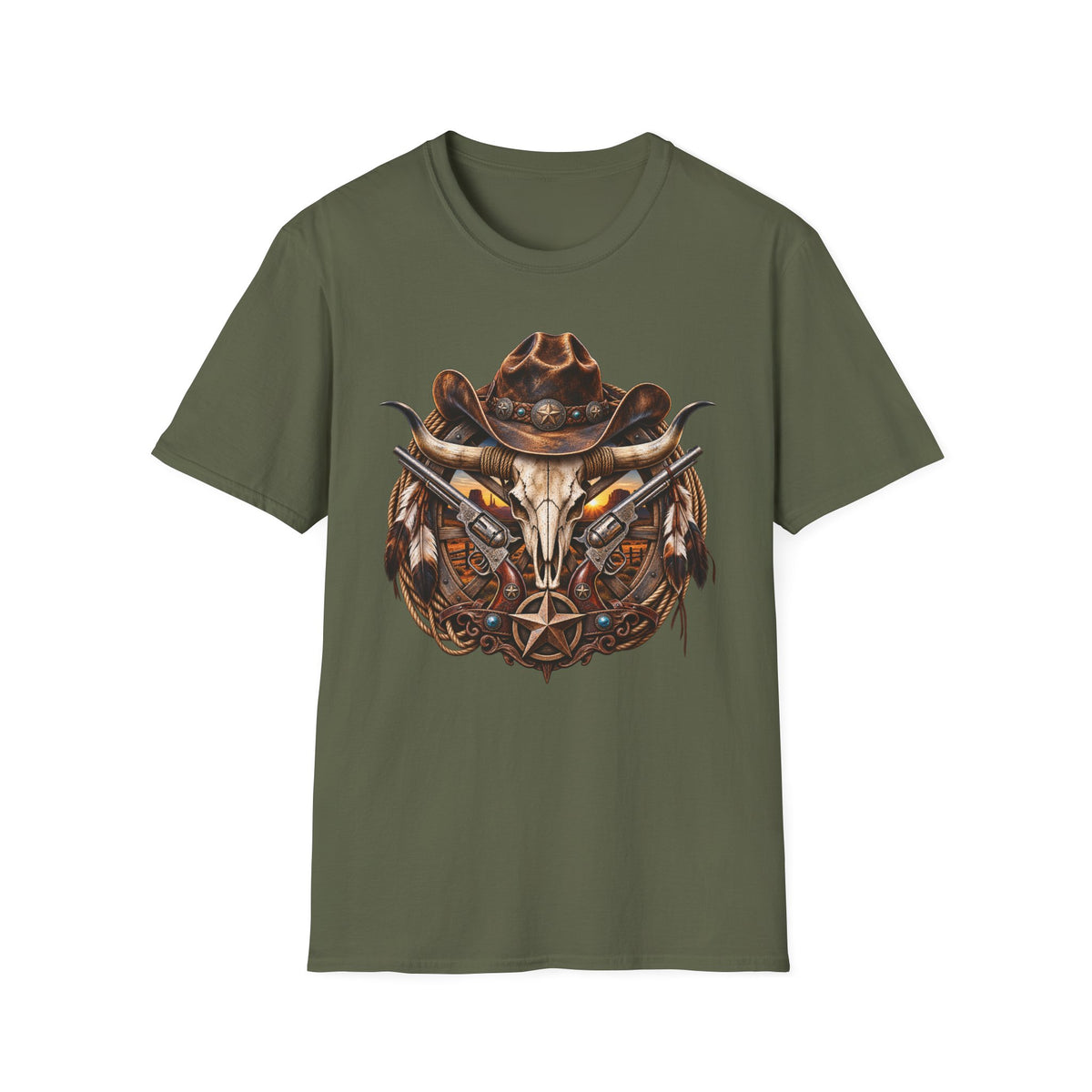 Cowboy Skull T-Shirt — Western Gunslinger Graphic Tee