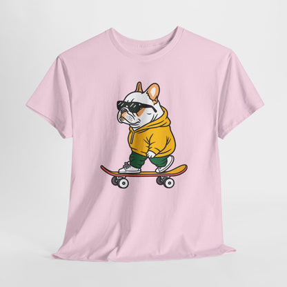 Skateboarding French Bulldog T‑Shirt – Cute Bulldog on Skateboard Graphic Tee