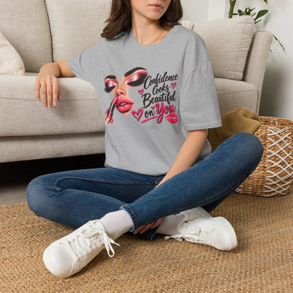 T-Shirt — "Confidence Looks Beautiful on You" Glam Makeup Graphic