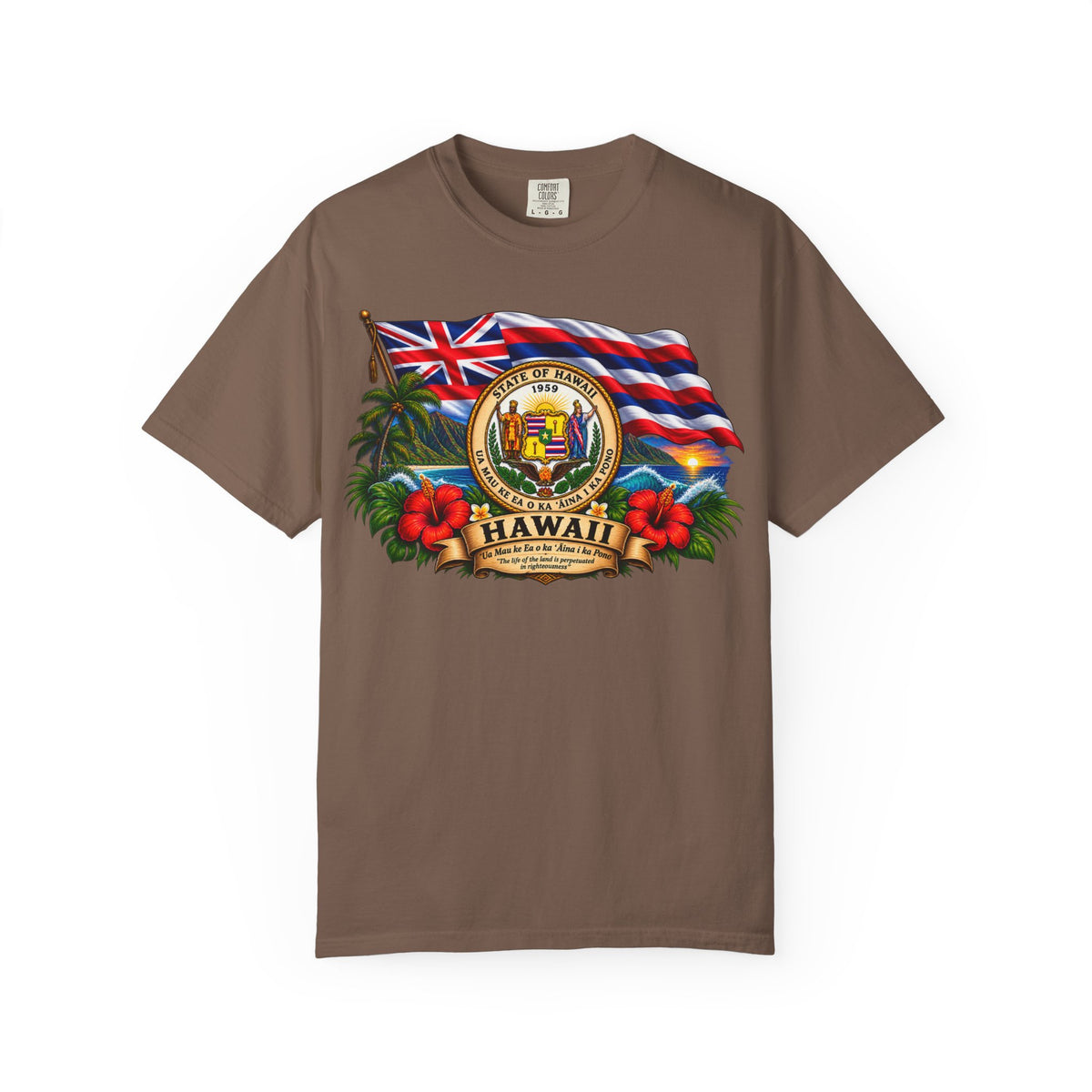 Hawaii State Seal Tee — Vintage Hawaiian Flag & Hibiscus T-Shirt