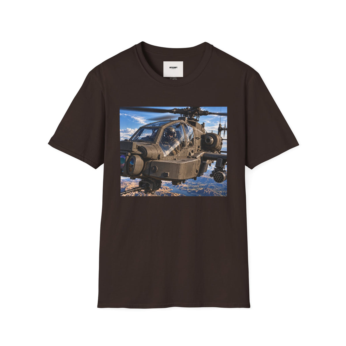 Attack Helicopter Photo T-Shirt — Military Aviator Crew Tee