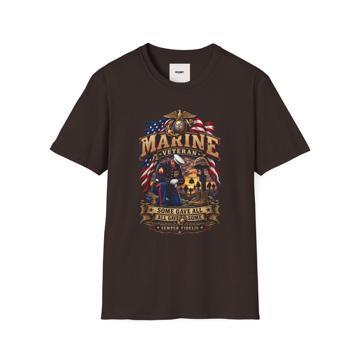 Marine Veteran T-Shirt — US Flag Eagle Emblem Military Tribute