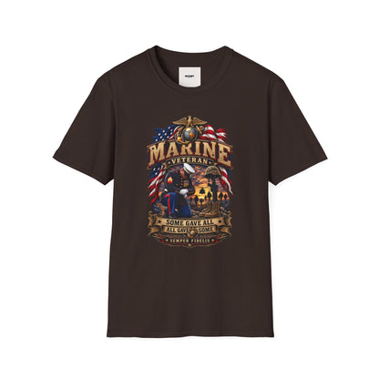 Marine Veteran T-Shirt — US Flag Eagle Emblem Military Tribute