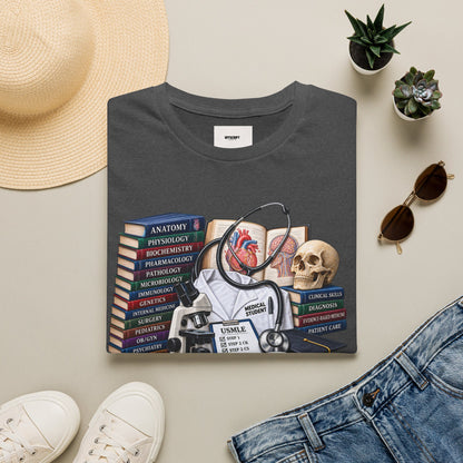 Medical Student Study Stack T‑Shirt — Anatomy, Physiology & USMLE Prep Design