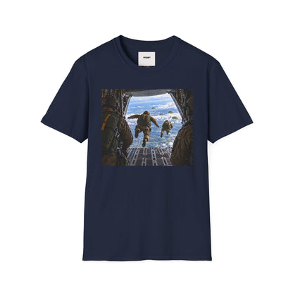 Parachute Jump Soldiers T-Shirt — Military Airborne Jump Photo Tee
