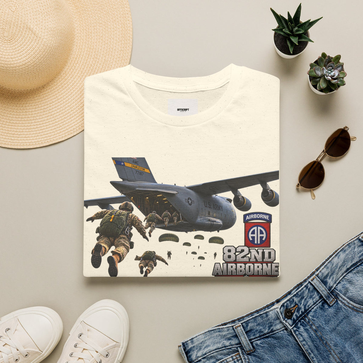 82nd Airborne Paratrooper T-Shirt — Military Jump C-17 Skydiving Design