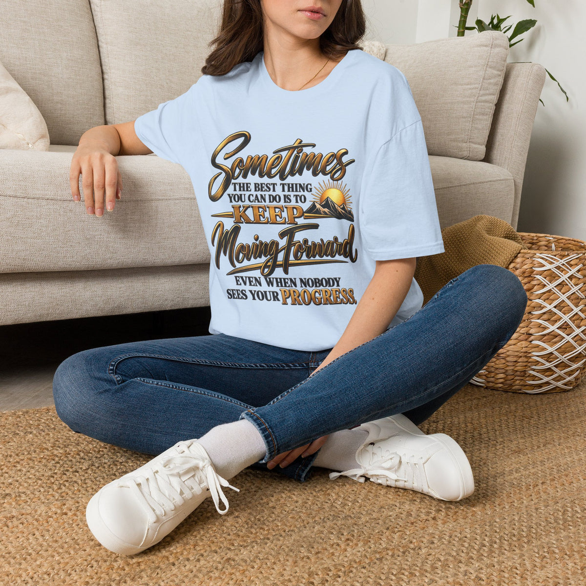 Sometimes Keep Moving Forward T-Shirt — Motivational Sunrise Graphic Tee
