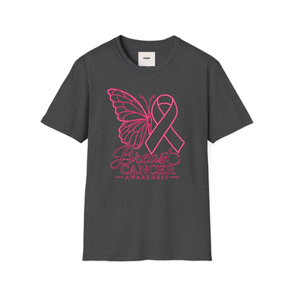 Breast Cancer Awareness Butterfly T-Shirt - Pink Ribbon Support Tee