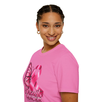 Pink Ribbon Butterfly Breast Cancer Awareness T-Shirt | Support Ribbon Tee