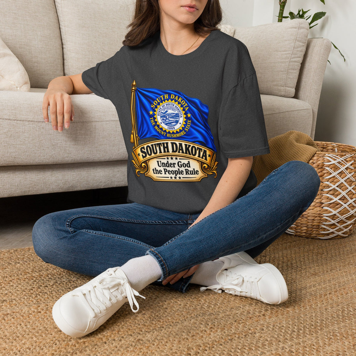 South Dakota Flag T‑Shirt — "Under God the People Rule" State Pride Tee