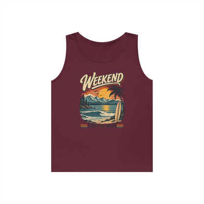 Weekend State of Mind Tank Top — Retro Beach Surf Sunset Graphic
