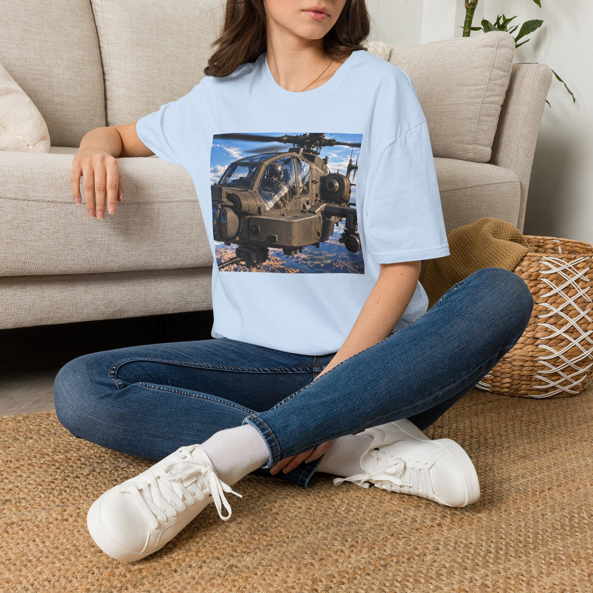 Attack Helicopter Photo T-Shirt — Military Aviator Crew Tee