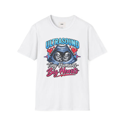Ultrasound Twins T‑Shirt — Tiny Humans Big Hearts Pregnancy Tee