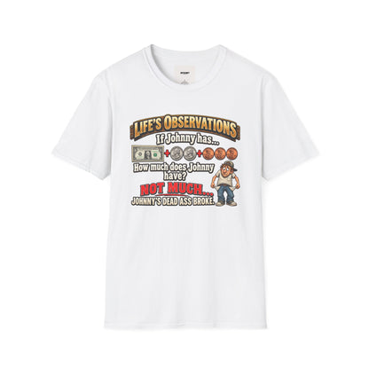 Life's Observations "If Johnny Has..." Graphic T-Shirt — Funny Money Puzzle Tee