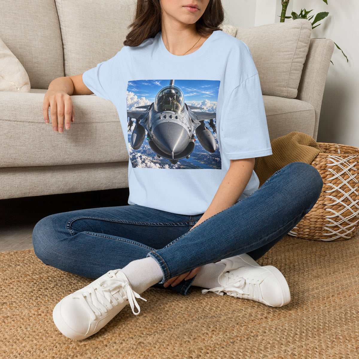 Fighter Jet Front View Tee — Military Aviation Pilot T-Shirt