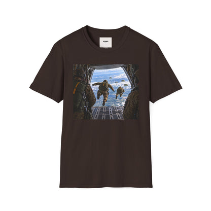Parachute Jump Soldiers T-Shirt — Military Airborne Jump Photo Tee