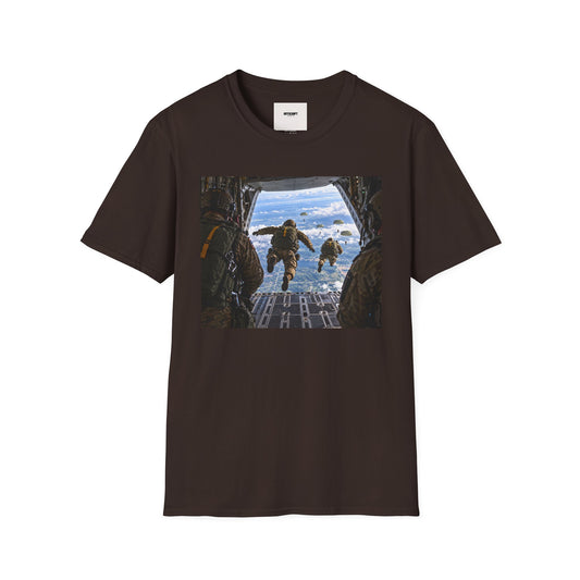 Parachute Jump Soldiers T-Shirt — Military Airborne Jump Photo Tee