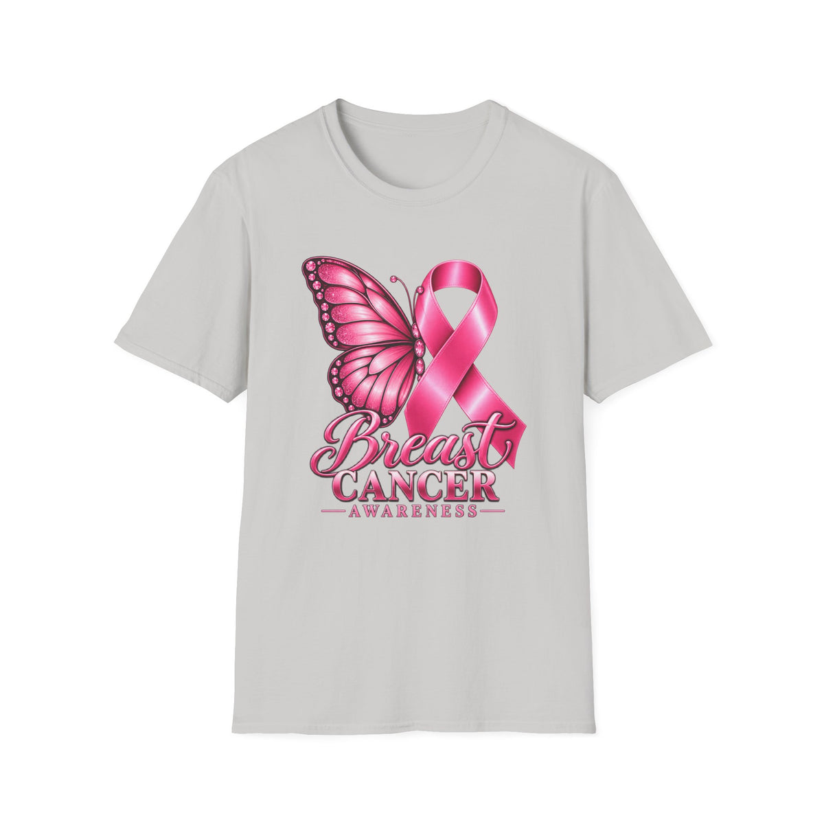 Pink Ribbon Butterfly Breast Cancer Awareness T-Shirt | Support Ribbon Tee
