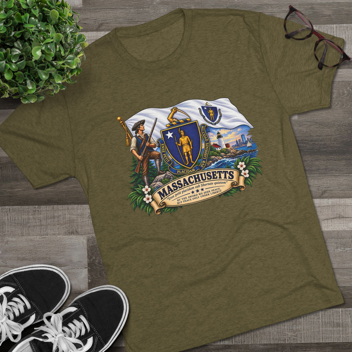 Massachusetts State Flag T‑Shirt — Vintage Coat of Arms Tee