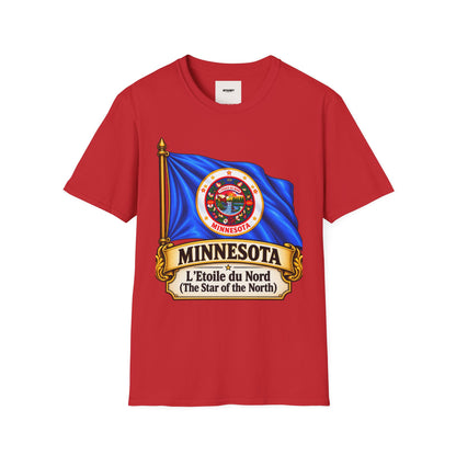 Minnesota Flag T-Shirt - 'Minnesota: L'Étoile du Nord / The Star of the North' Graphic Tee
