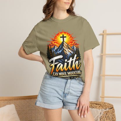 Faith Can Move Mountains T-Shirt | Christian Cross Mountain Graphic