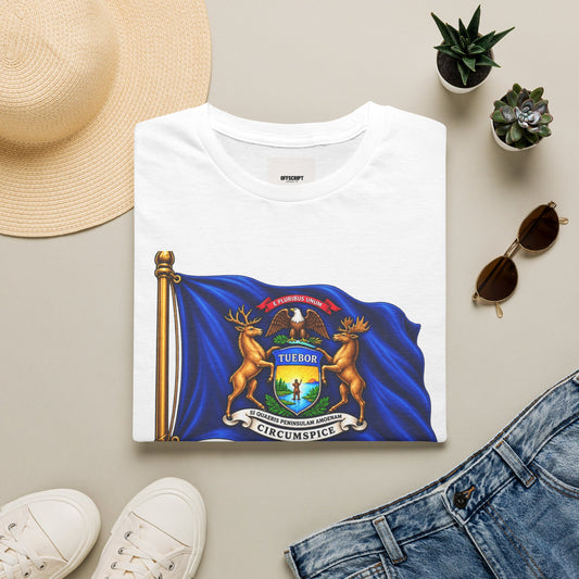 Michigan State Flag T-Shirt — Vintage State Seal Tee (TUEBOR)