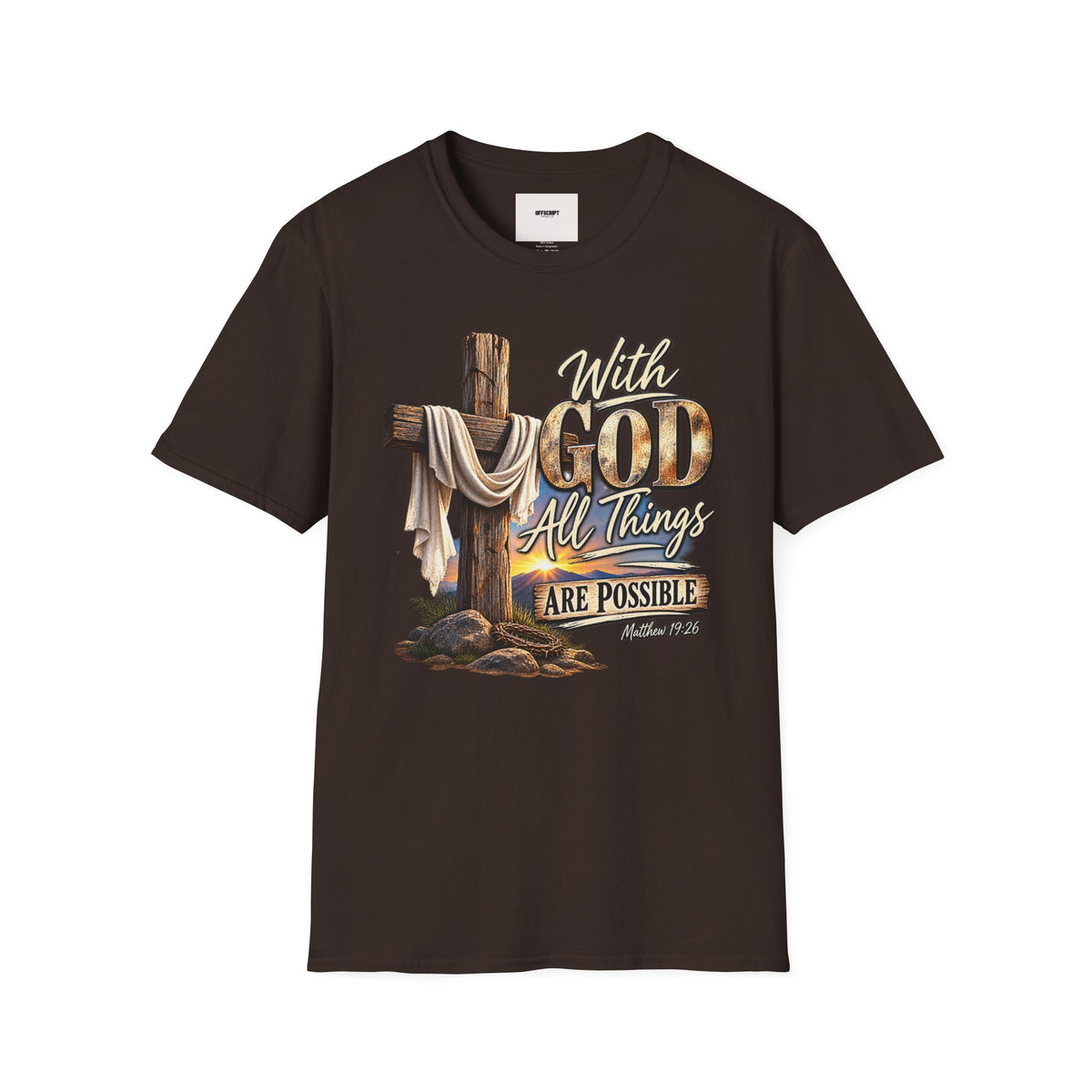 With God All Things Are Possible T‑Shirt — Christian Cross Faith Shirt