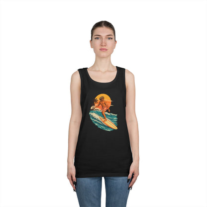 Surfing Sunset Tank — Retro Surfer Graphic Tank Top