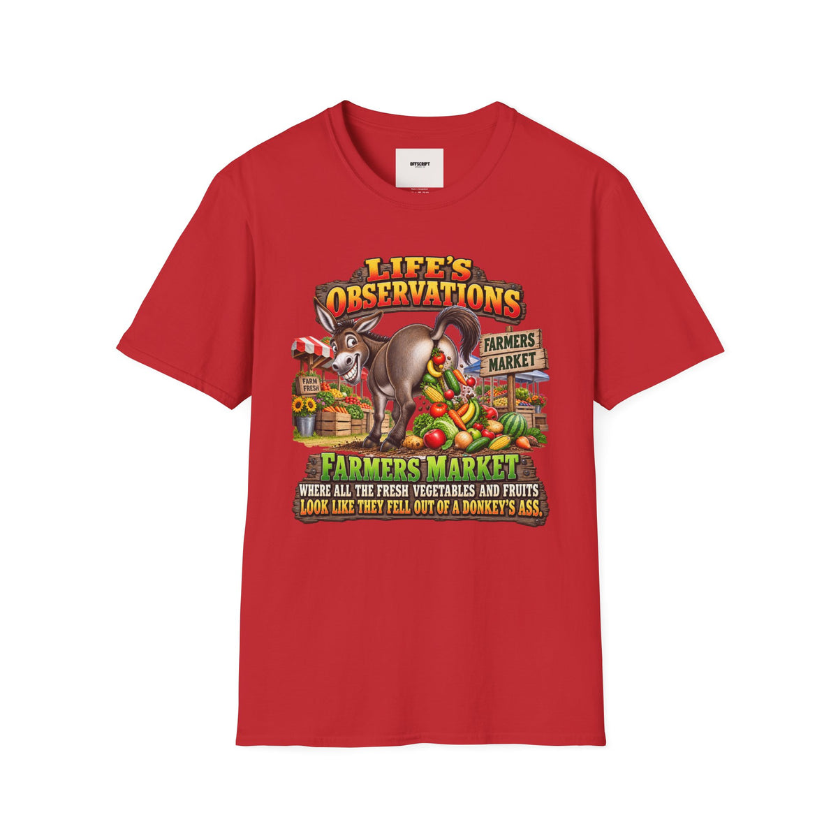Life's Observations Farmers Market T-Shirt — Funny Donkey Produce Graphic Tee