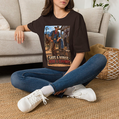 Cowboy Graphic T-Shirt — “Save a Horse, Ride a Cowboy” Western Tee
