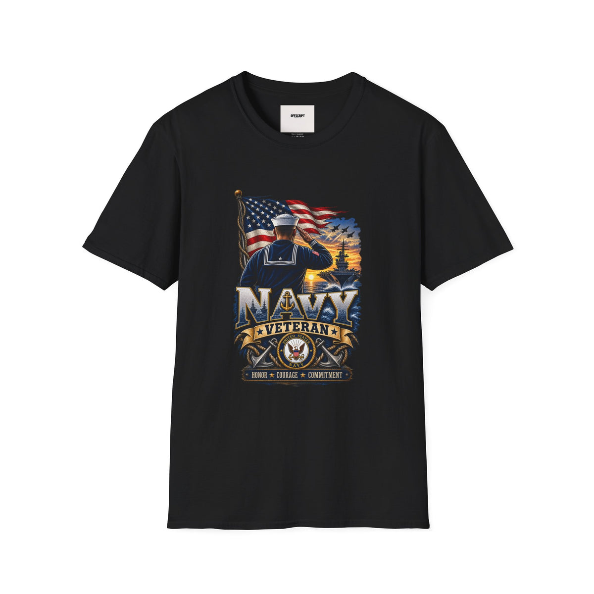 Navy Veteran Salute T‑Shirt – American Flag Military Tribute