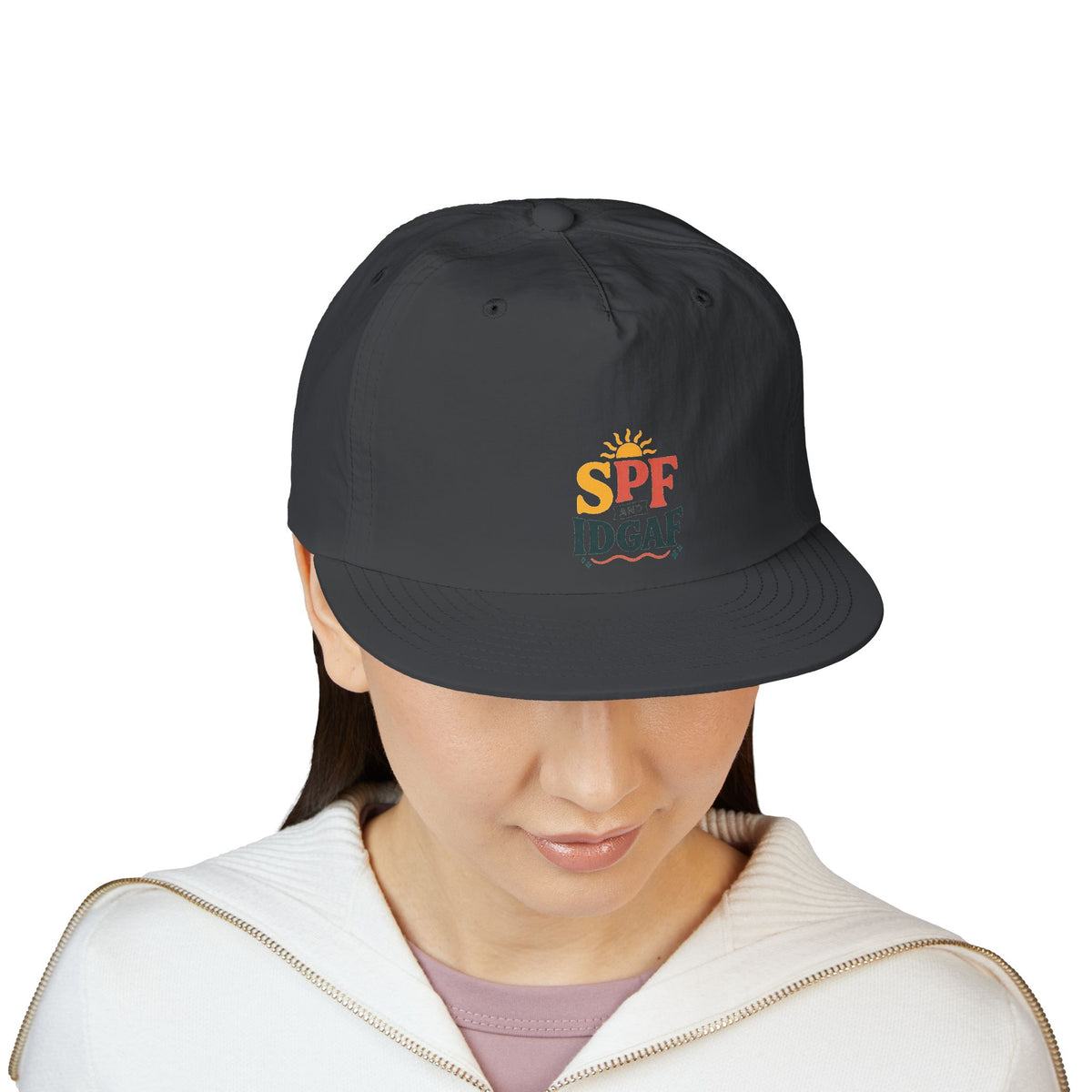 SPF IDGAF Surf Cap | Retro Sun Typography Hat