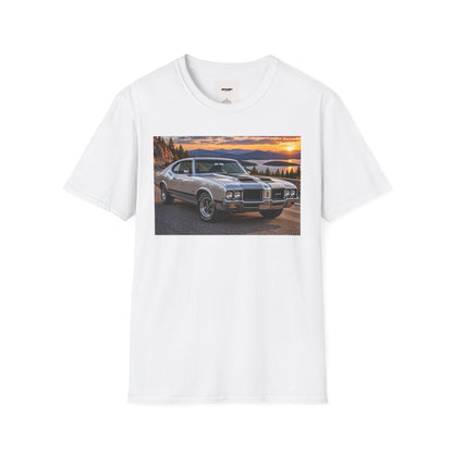 Classic Muscle Car Sunset T-Shirt — Vintage Oldsmobile Photo Tee