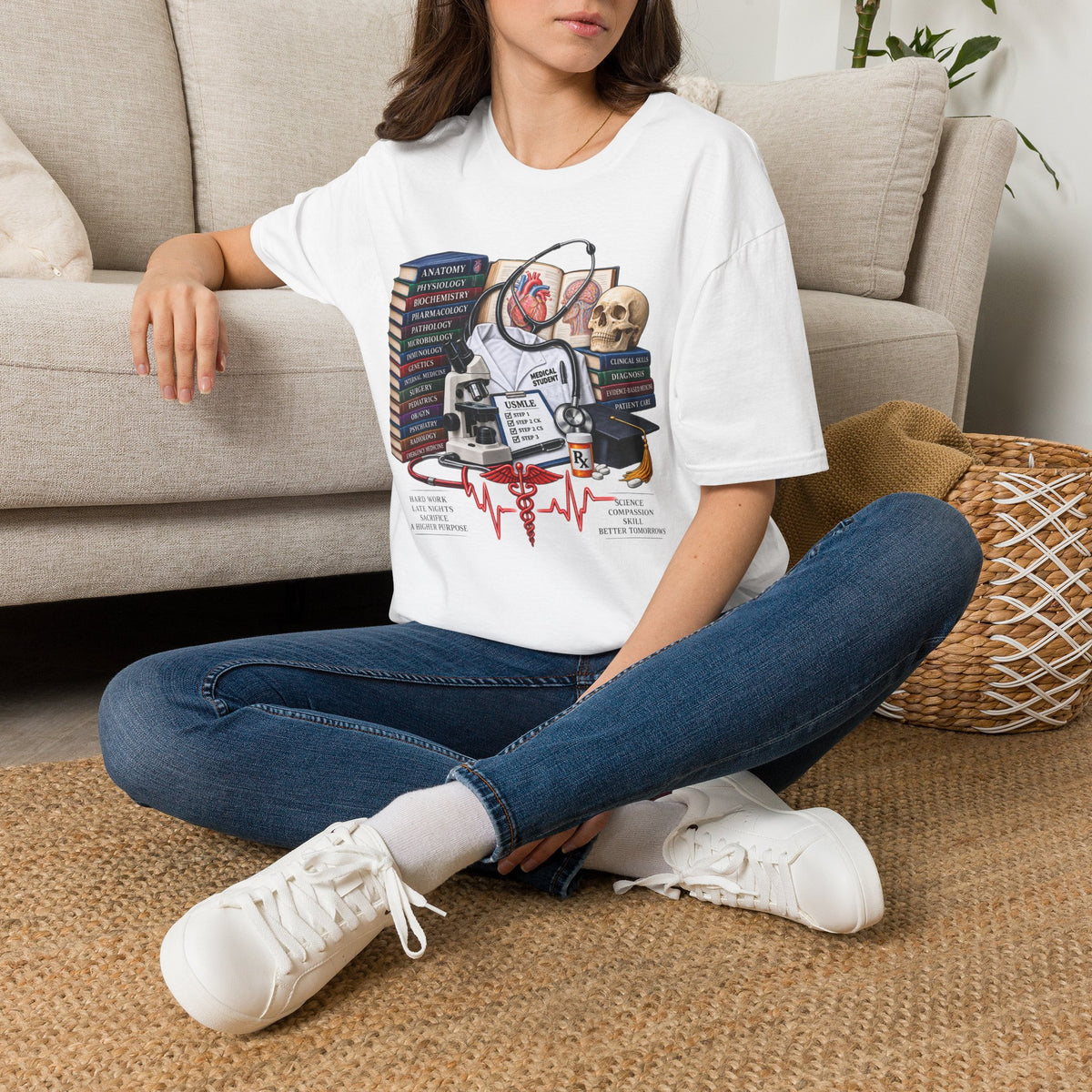 Medical Student Study Stack T‑Shirt — Anatomy, Physiology & USMLE Prep Design