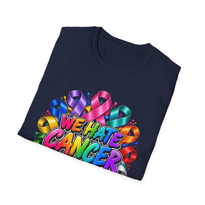 We Hate Cancer T-Shirt — Multicolor Cancer Awareness Ribbon Tee