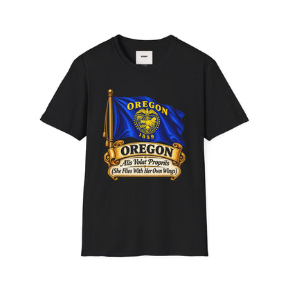 Oregon State Flag T-Shirt — 'Allis Volat Propria' Vintage Banner Tee