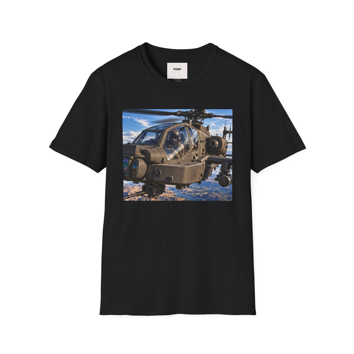 Attack Helicopter Photo T-Shirt — Military Aviator Crew Tee