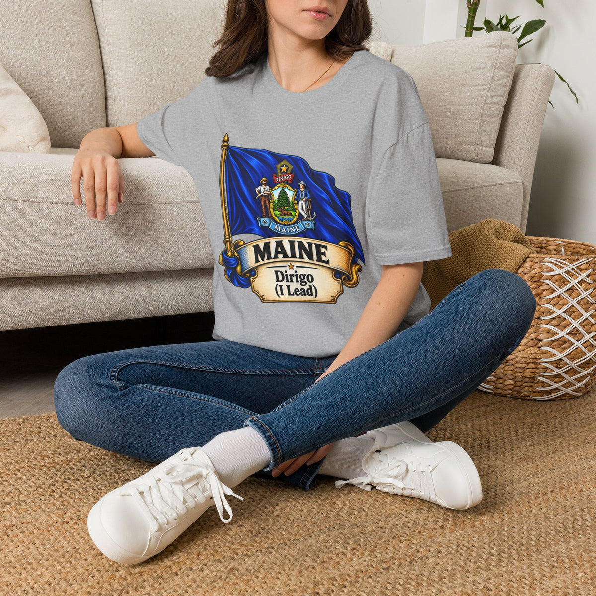 Maine State Flag T-Shirt — 'Dirigo (I Lead)' Vintage Flag Tee