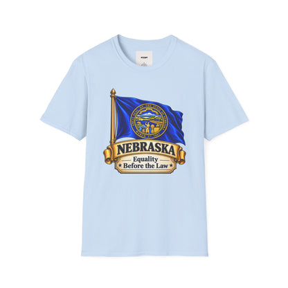 Nebraska Flag T-Shirt — State Seal ‘Nebraska: Equality Before the Law’