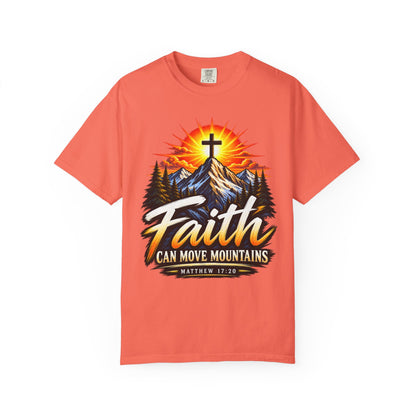 Faith Can Move Mountains T-Shirt | Christian Cross Mountain Graphic
