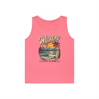 Weekend State of Mind Tank Top — Retro Beach Surf Sunset Graphic