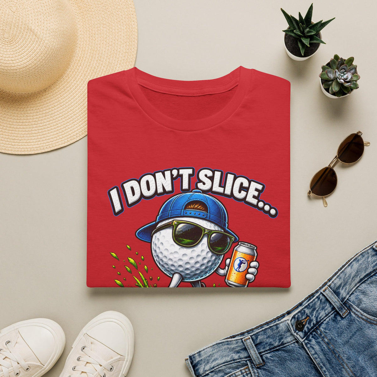 Golf T-Shirt — "I Don't Slice... I Create Scenic Detours" Funny Golfer Tee