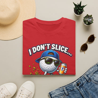Golf T-Shirt — "I Don't Slice... I Create Scenic Detours" Funny Golfer Tee