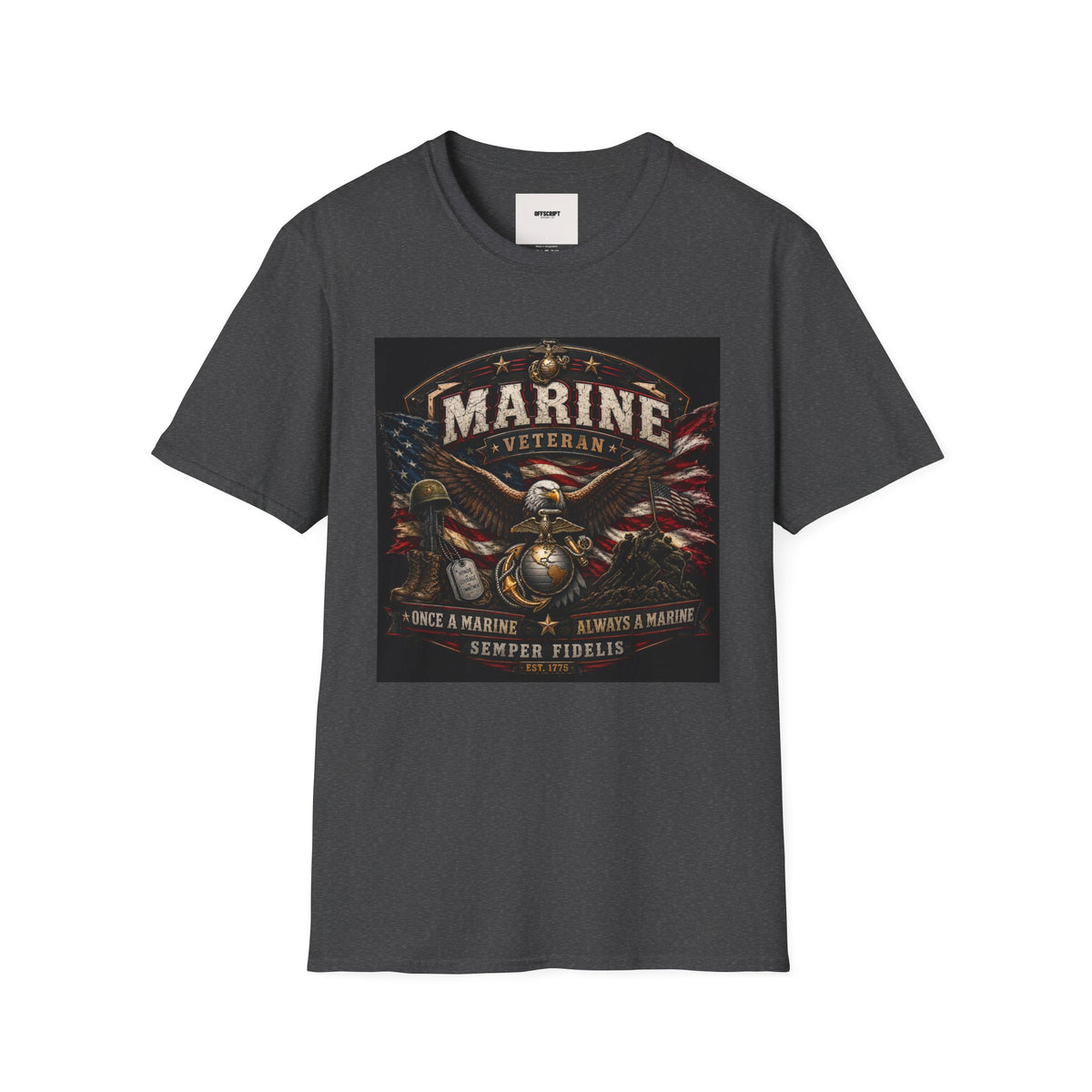 Marine Veteran T‑Shirt — Patriotic Eagle & American Flag Military Tribute