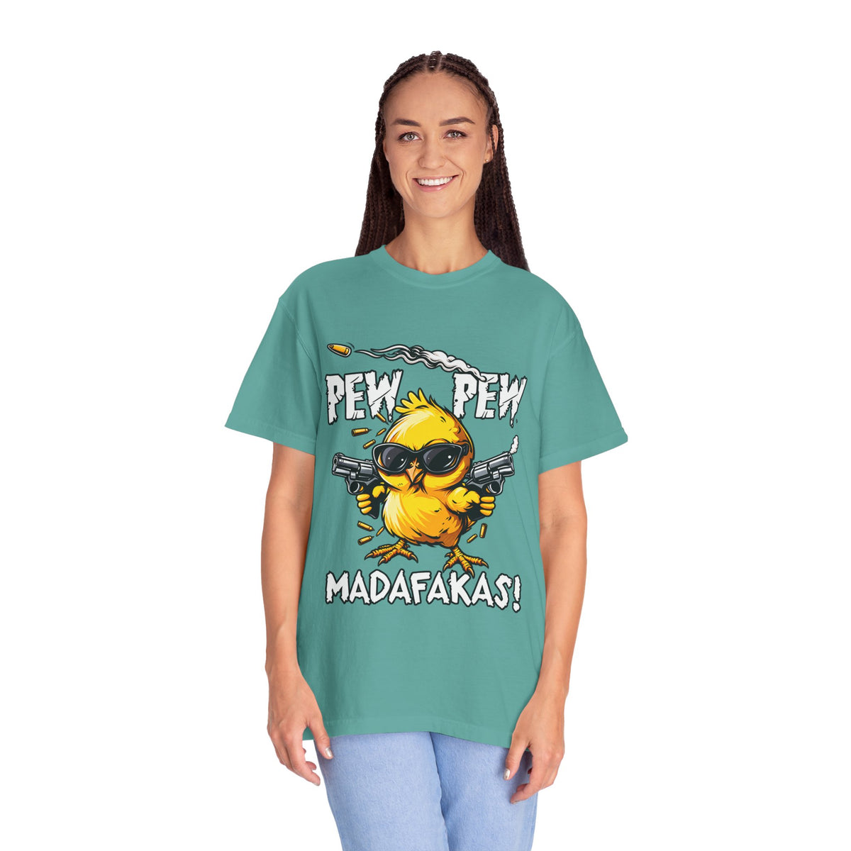 Pew Pew Madafakas Funny Duck Graphic T-Shirt